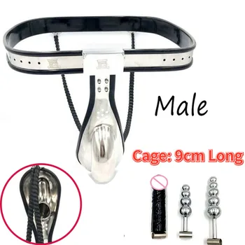 Регулируемое мужское устройство Пояса верности из нержавеющей стали, Y-образная двойная кабельная клетка для птиц с заглушками, секс-игрушки для связывания для мужчин