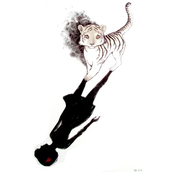 3d Tiger is a little girl Водонепроницаемая наклейка с татуировками Временные наклейки с татуировками Боди-арт Флэш-тату Временные татуировки Мужчины