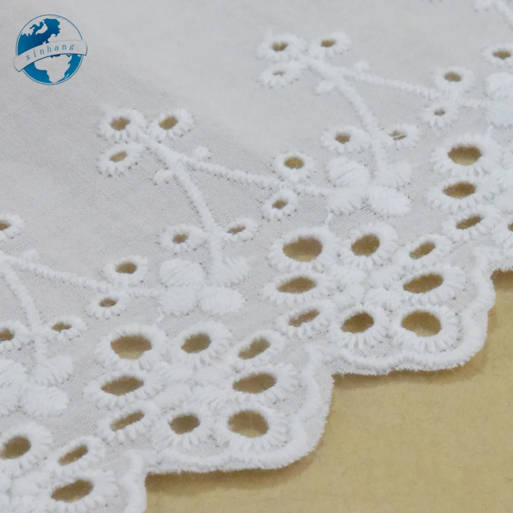Хлопчатобумажная вышивка Шириной 8 см, Белое кружево, Швейная лента, Гипюр, Африканская кружевная ткань, Свадебные Аксессуары для одежды своими руками #4257