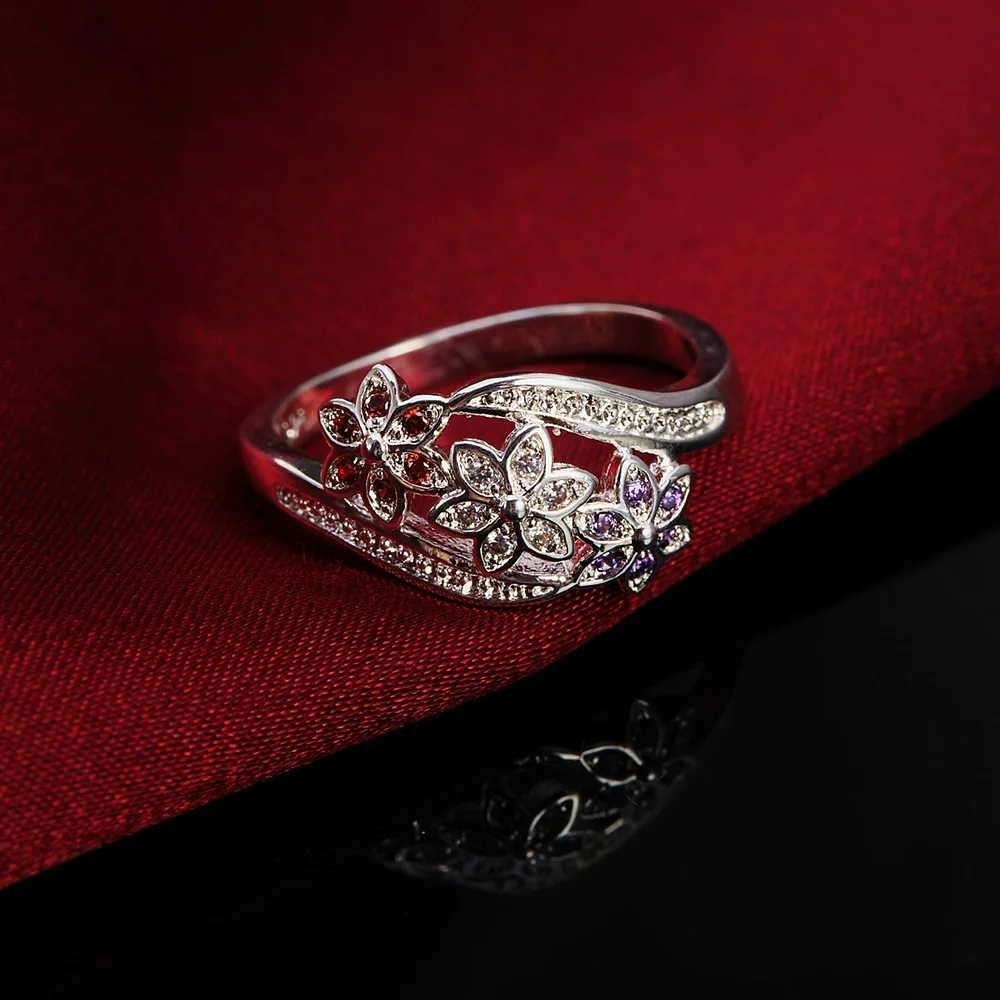 Популярные бренды, кольца из стерлингового серебра 925 пробы, хрустальный цветок, кольца для женщин, размер 6-9, подвески, свадебные аксессуары для вечеринок, подарочные украшения