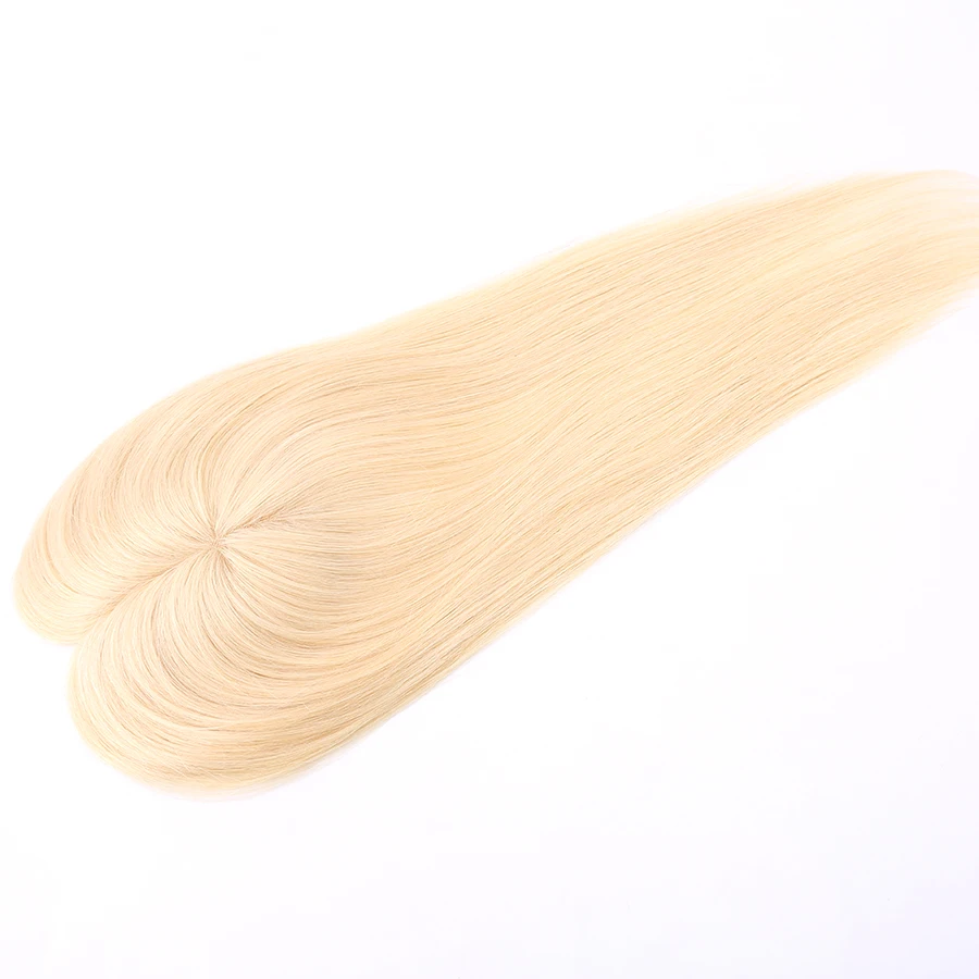100% европейский парик из натуральных человеческих волос, 3x5 дюймов, кружевной женский топпер для волос, светлый цвет 613