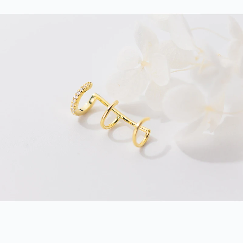 MloveAcc Спиральные нерегулярные серьги-клипсы Женские обручи Минималистичные изысканные ювелирные изделия из стерлингового серебра 925 пробы Серьги-клипсы для ушей для женщин