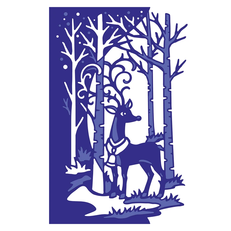 Олененок в лесу, кружевные металлические режущие штампы для DIY, Фотоальбом для скрапбукинга, Декоративное тиснение, Бумажные открытки, ремесла, 2021