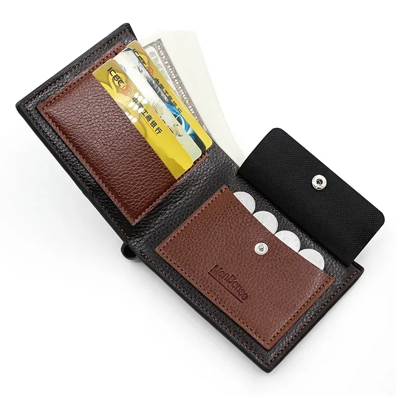 Новый мужской короткий кошелек Модный простой мужской кошелек из искусственной кожи с зажимом для кошелька, кошелек для монет, сумка для карт, кошельки для мужчин