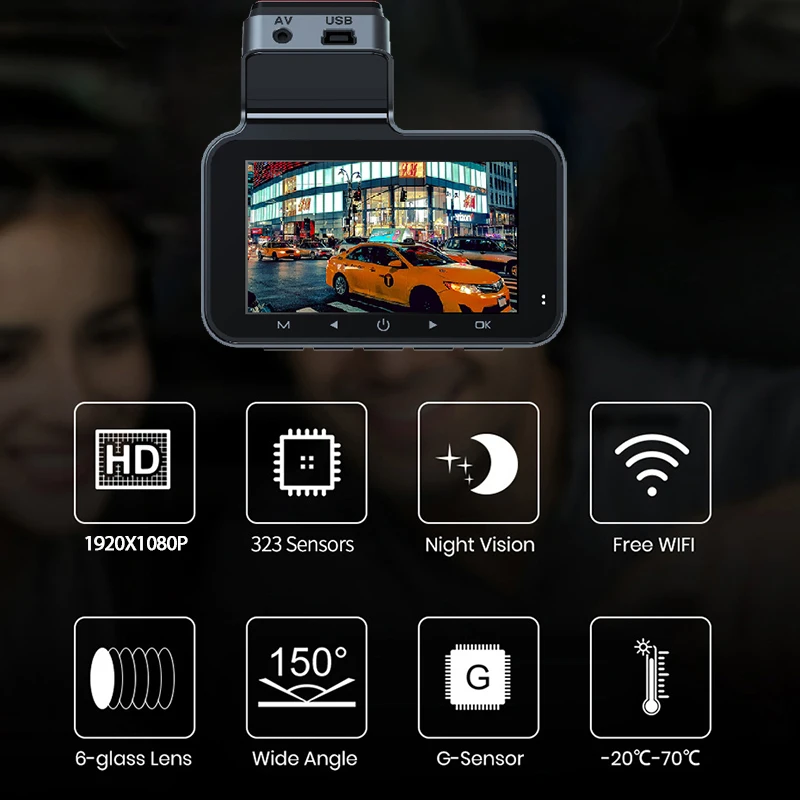 Видеорегистратор 1080P для автомобилей, Wi-Fi видеорегистратор, камера переднего и заднего вида, автомобильный регистратор, Парковочный монитор, Аксессуары для видеомагнитофона