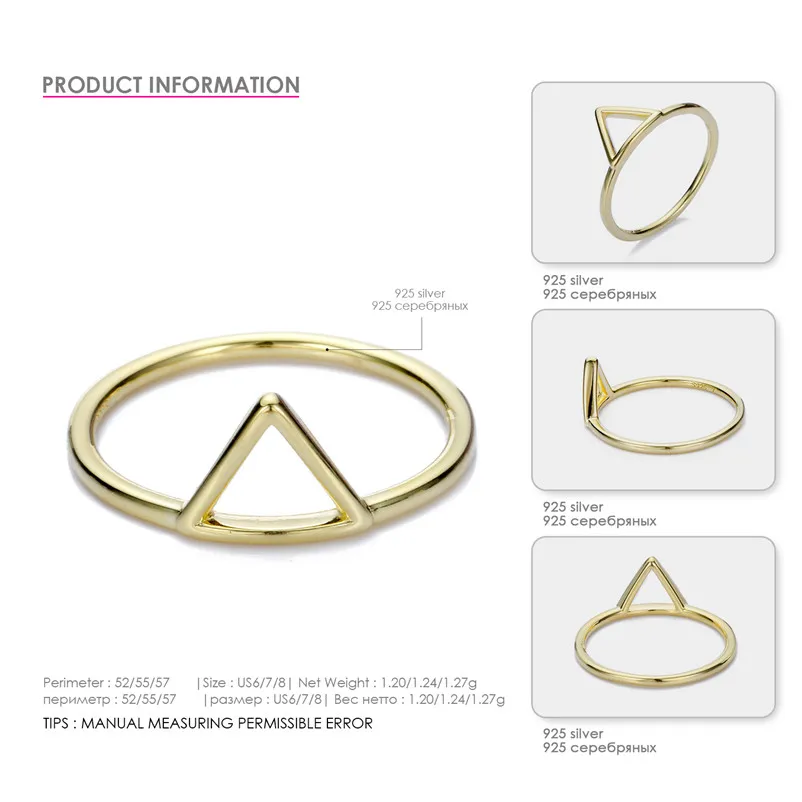 100% Кольца из массива 925 пробы для женщин, минималистичная Треугольная Корона, простое классическое кольцо, украшения в стиле карьеры, аксессуары для подарков.