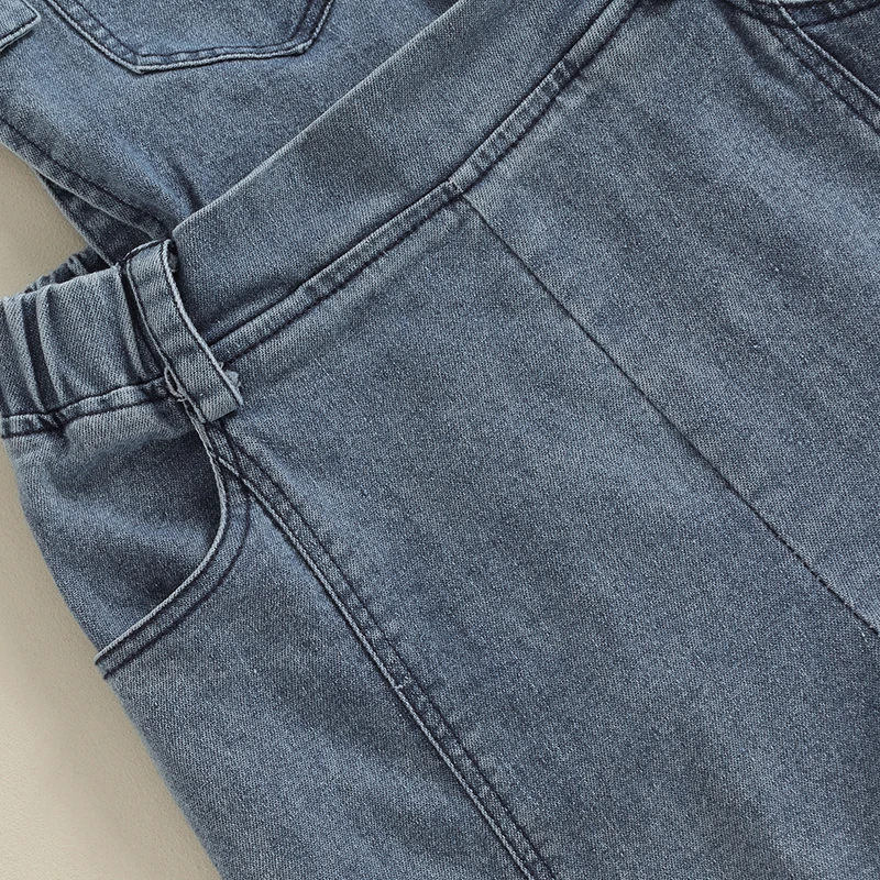 Детский Джинсовый комбинезон для маленьких девочек, синие расклешенные джинсы-клеш, комбинезон, брюки на подтяжках, комплект одежды