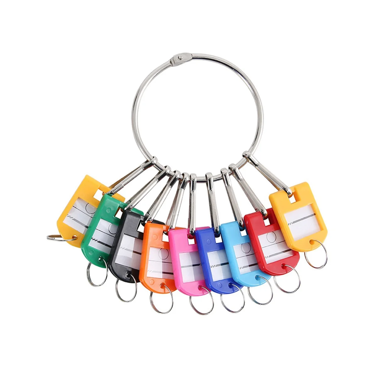 Портативный металлический органайзер для ключей на кольце с 10 пружинными крючками и бирками для ключей с окошком для кольца и этикетки