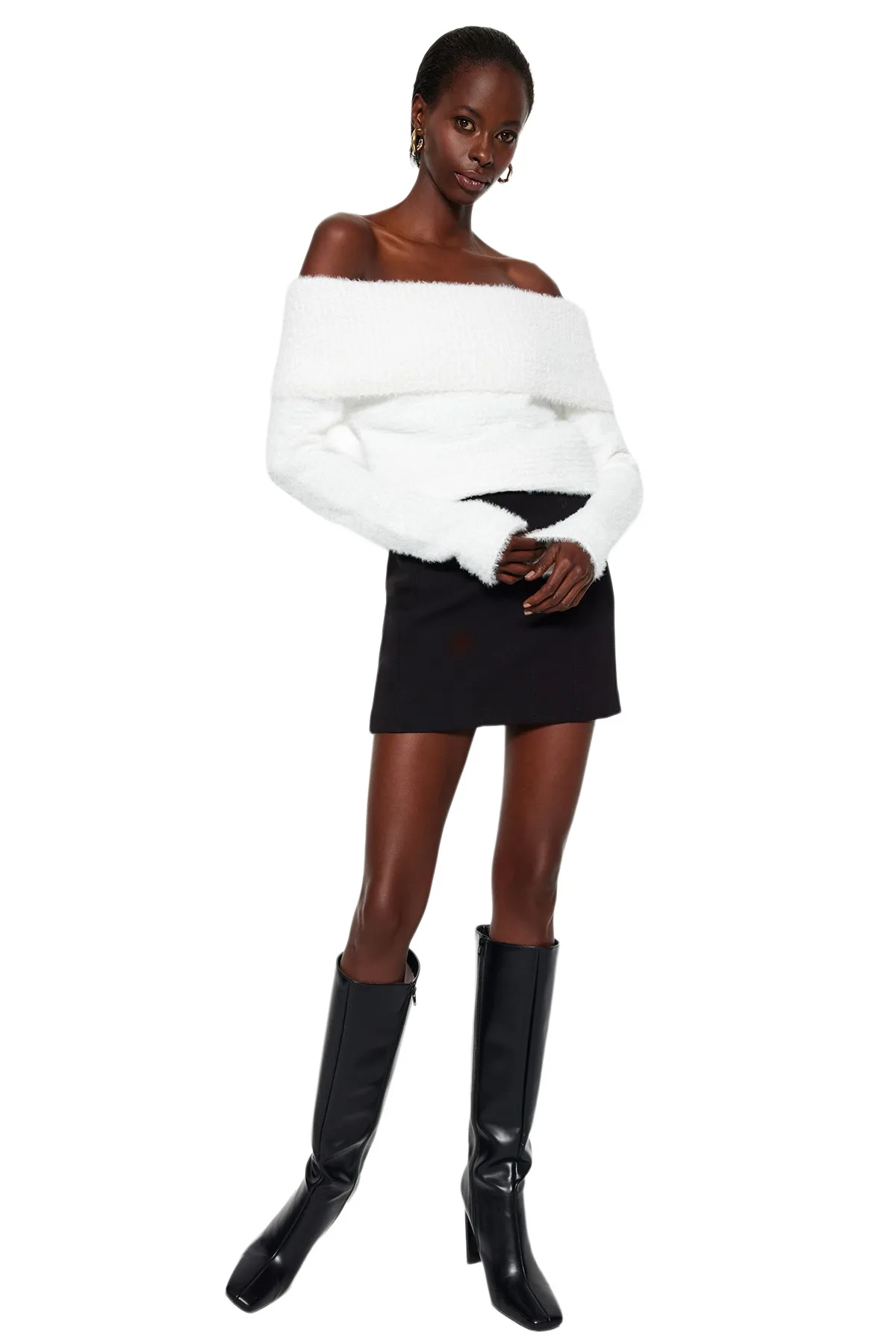 Модный женский однотонный свитер с длинным рукавом