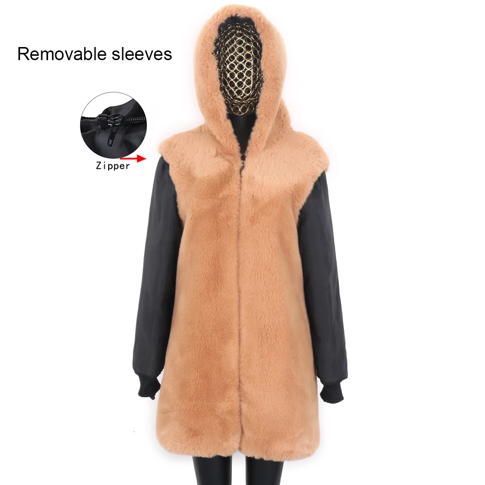 Зимняя куртка Lavelache, женская парка, пальто из натурального меха, длинные теплые стеганые пальто со съемным рукавом, Модная верхняя одежда в уличном стиле