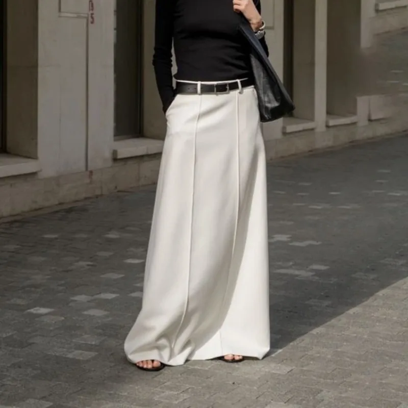 Осенняя длинная юбка для женщин 2023 Y2K INS Одежда в винтажном стиле с высокой талией, тонкое платье в пол