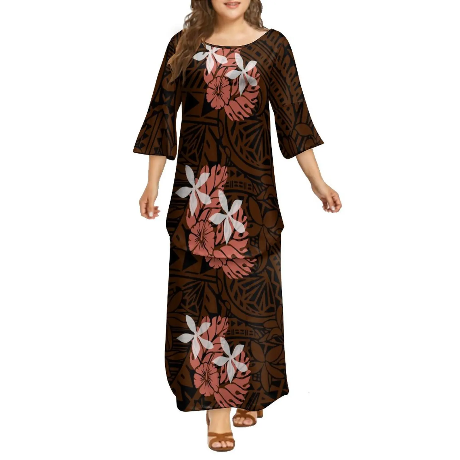 Популярное женское платье с длинными рукавами, костюм Puletasi, комплект из двух предметов, разработанный полинезийским племенем, Бесплатная доставка