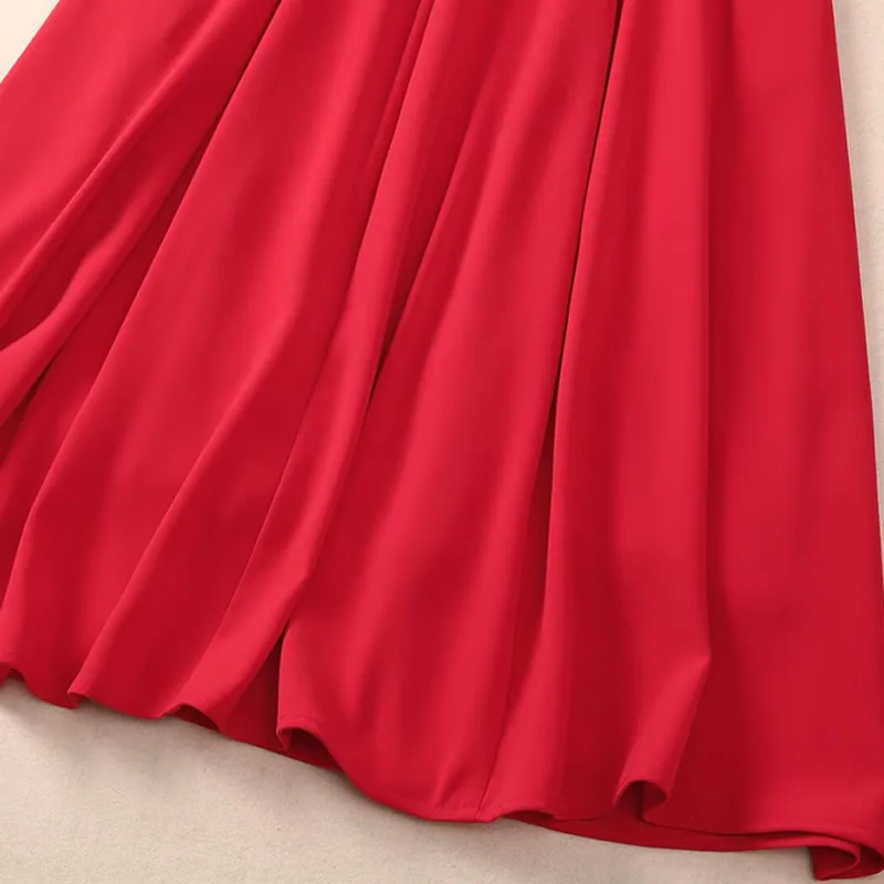 Kate Princess Красное однотонное платье, Элегантные платья трапециевидной формы с длинными рукавами 12051