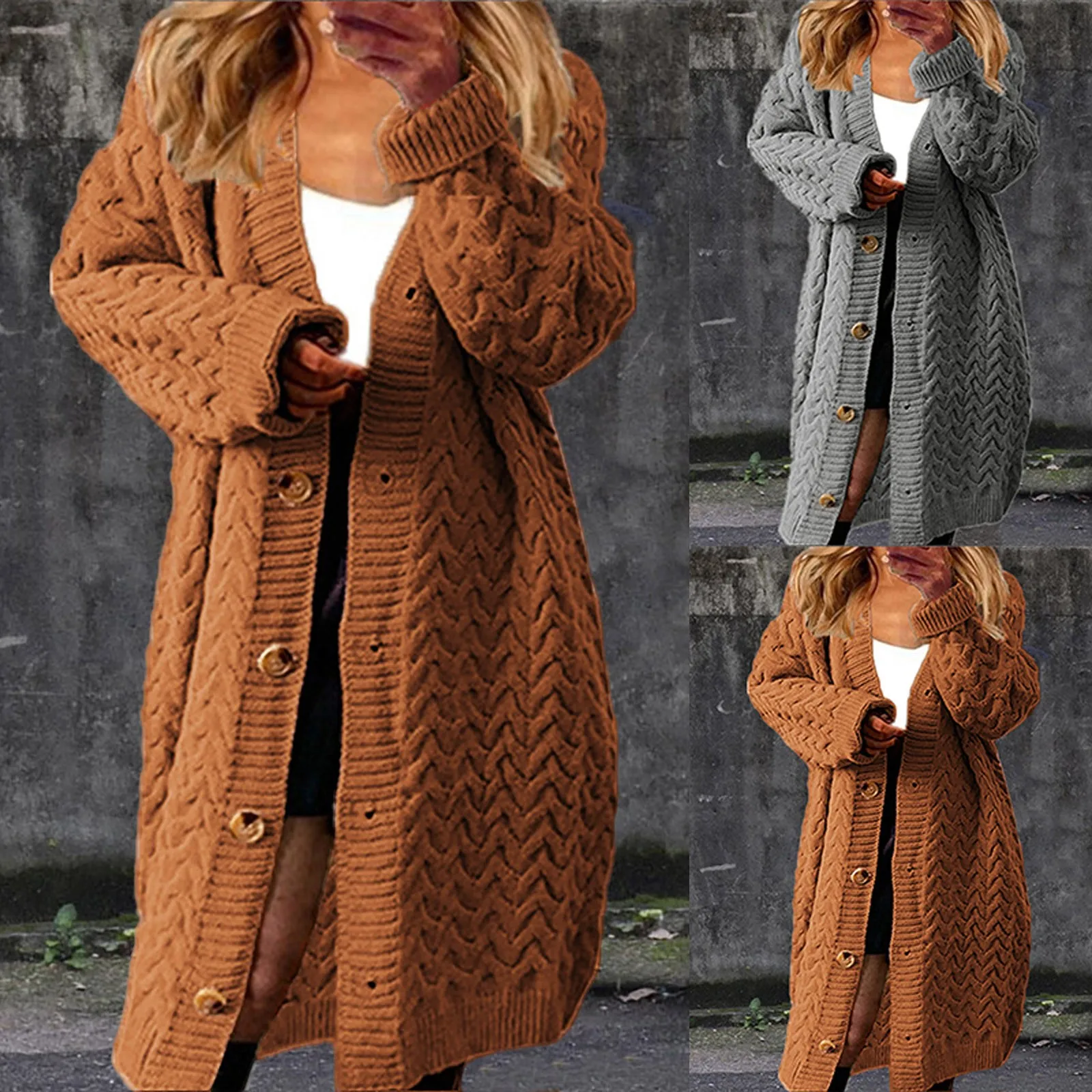 Женское однотонное пальто, кардиган в стиле пэчворк с длинным рукавом, длинный свитер с V-образным вырезом, Мешковатые Рубашки на пуговицах, Пуловеры, Женская одежда, уличная одежда