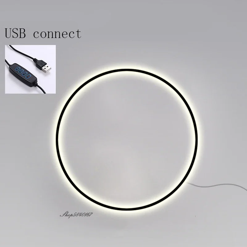 Современные минималистичные Светодиодные кольца Настенный светильник USB Фон для гостиной Настенное бра Креативное освещение Рядом с настенным светильником для спальни
