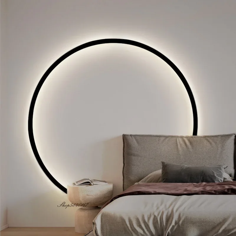 Современные минималистичные Светодиодные кольца Настенный светильник USB Фон для гостиной Настенное бра Креативное освещение Рядом с настенным светильником для спальни