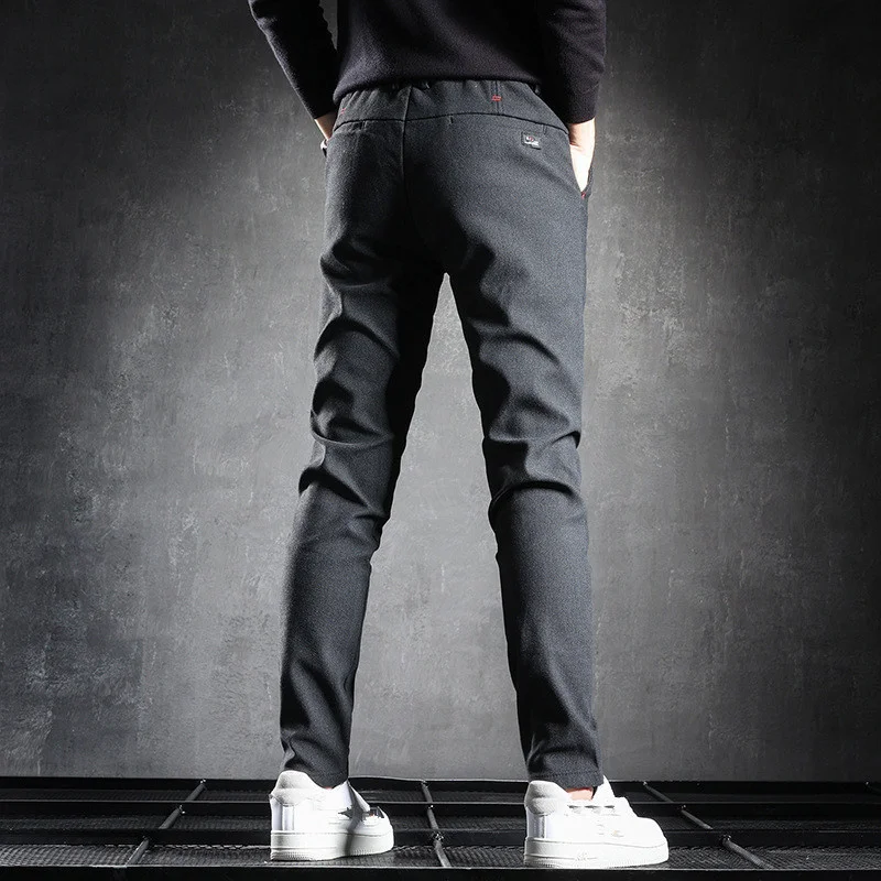 Теплые утепленные зимние брюки Мужские Прямые черные брюки обычного кроя для мужского делового формального брючного костюма