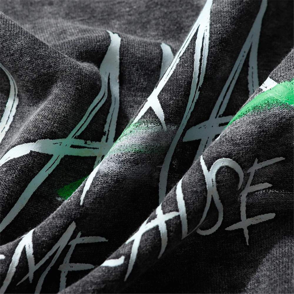 Винтажный мужской толстовке Y2K письмо граффити промывают панк пуловер оверсайз с капюшоном уличная хип-хоп модные свободные толстовки