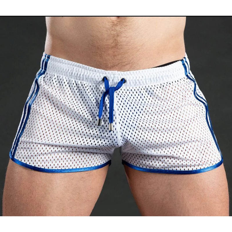 Мужские быстросохнущие спортивные шорты, летние пляжные повседневные шорты для фитнеса, сетчатые дышащие мягкие плавки, одежда, короткие брюки