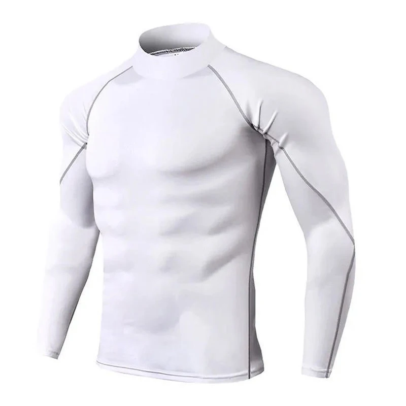 Мужская рубашка для бега большого размера с длинным рукавом, компрессионная футболка для бодибилдинга, мужские быстросохнущие эластичные спортивные колготки для фитнеса