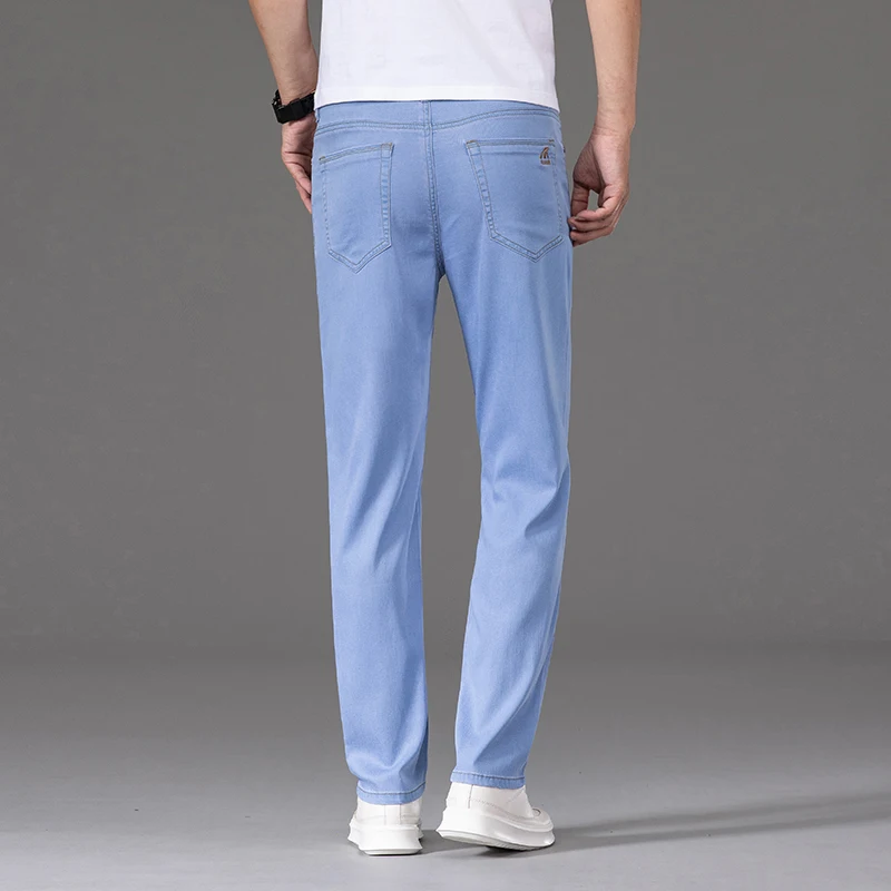 Классические джинсовые брюки SHAN BAO Для мужчин 2023, Новые Тонкие Свободные Модные повседневные прямые джинсы-стрейч, Высококачественные хлопковые винтажные брюки