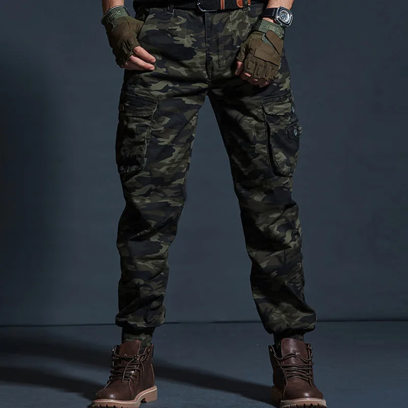 Высококачественные повседневные брюки цвета хаки, мужские военные тактические джоггеры для бега, камуфляжные брюки-карго, модные черные армейские брюки с несколькими карманами