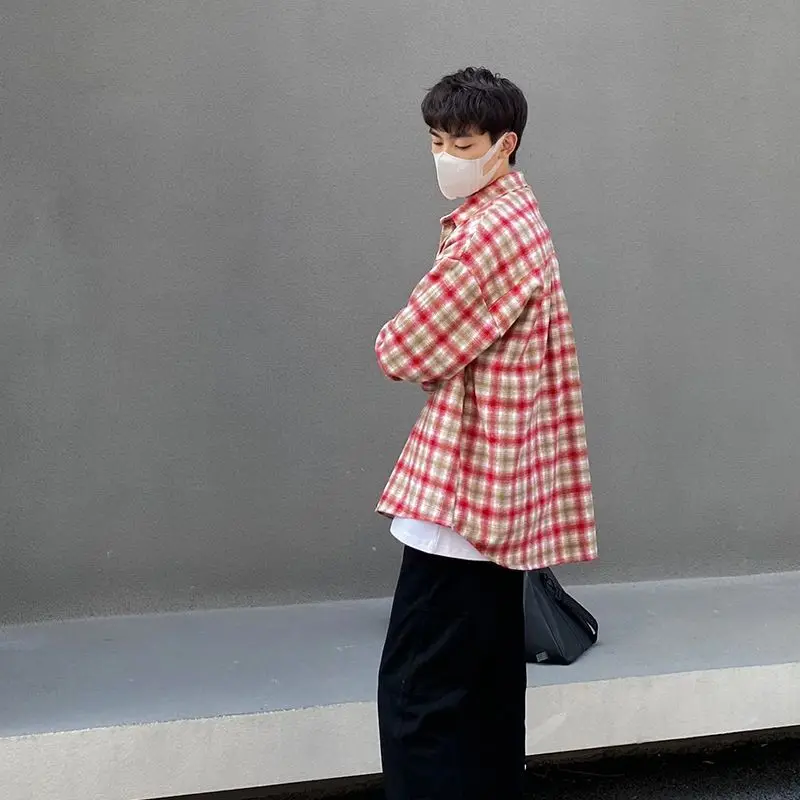 Мужская рубашка контрастного цвета с коротким рукавом И карманами, Летние блузки, Классические Топы, Модная Корейская одежда, Мужской кардиган B168