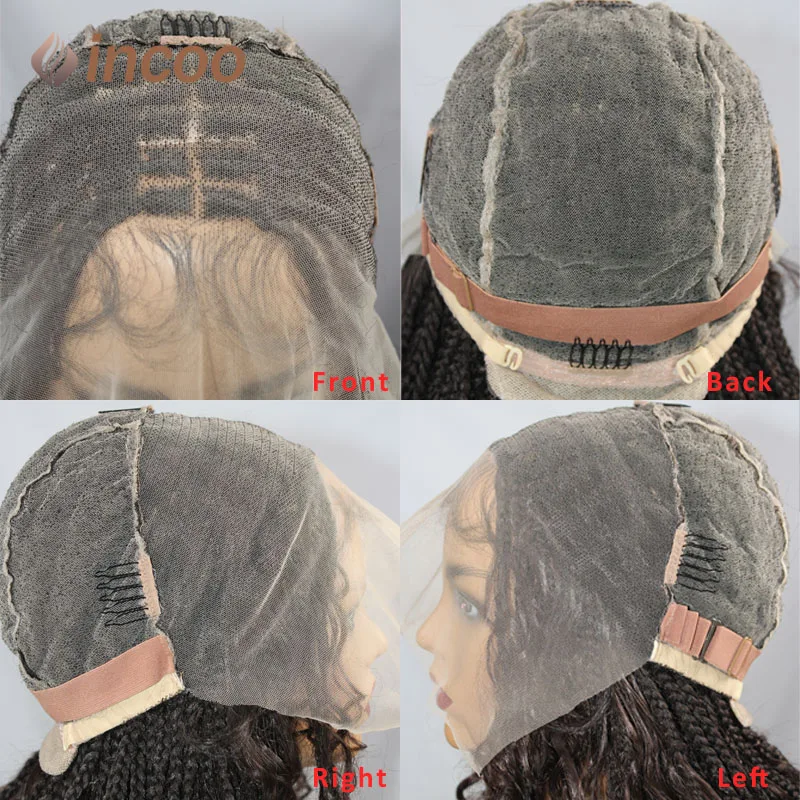 32-дюймовая коробка с кружевной передней частью, плетеные парики, локоны в стиле бохо, синтетический квадратный парик без косичек без косичек с волосами младенца для чернокожих женщин