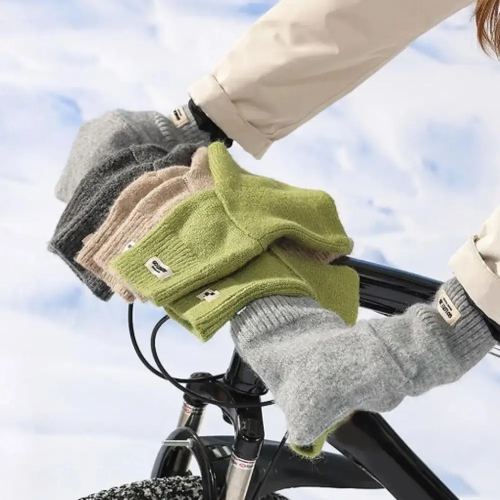 Вязаные велосипедные перчатки, варежки для велосипедного руля, муфты для руля горного велосипеда, защитные перчатки для рук от холода для велосипедного скутера