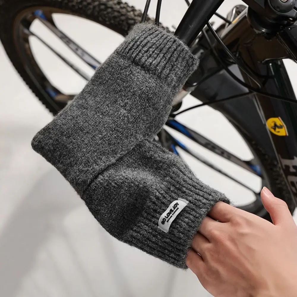 Вязаные велосипедные перчатки, варежки для велосипедного руля, муфты для руля горного велосипеда, защитные перчатки для рук от холода для велосипедного скутера
