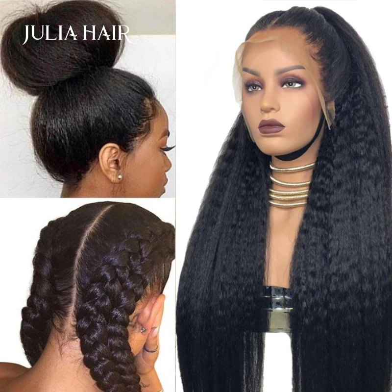 Julia Hair Доступный Реалистичный Парик С Кудрявыми Краями 4C 100% Здоровый Кудрявый Прямой Парик Из Человеческих Волос 13x4, Предварительно Выщипанный Для Начинающих