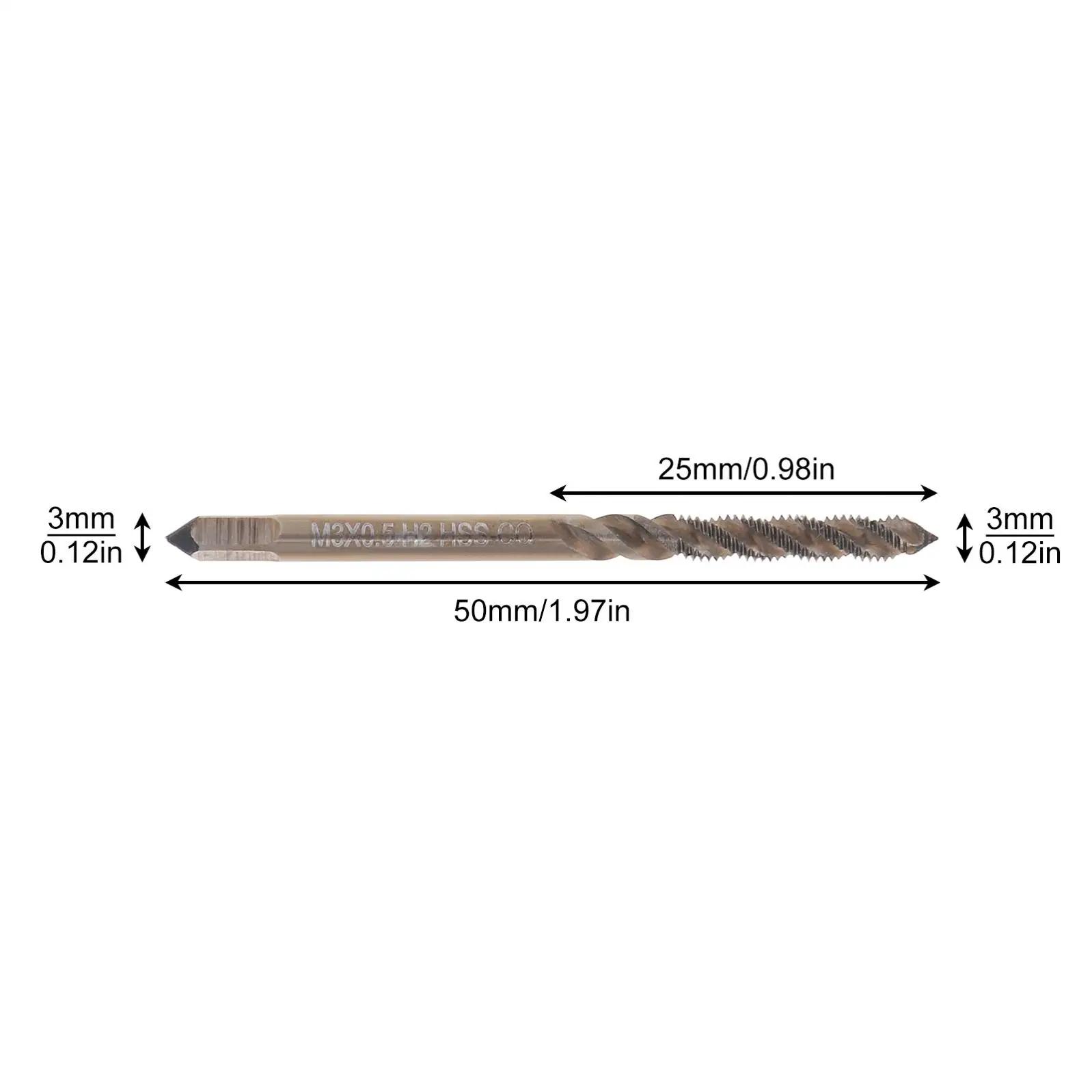 Шаг M3 x 0,5 мм Высокоскоростная Спиральная Канавка Из Нержавеющей Стали С Резьбонарезным Инструментом для Сверления Отверстий под Винты