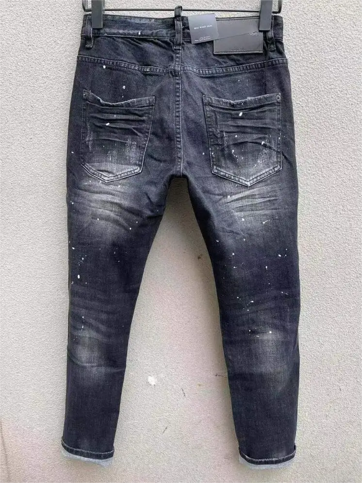 Мужские Новые Популярные узкие джинсы в модном стиле, Модные повседневные джинсовые брюки с дырками 878#