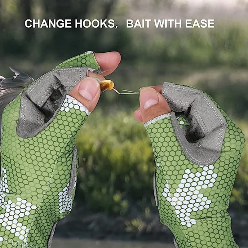 Перчатки для рыбалки с силиконовым противоскользящим дизайном - Удобные, дышащие перчатки для рыбалки с защитой от солнца