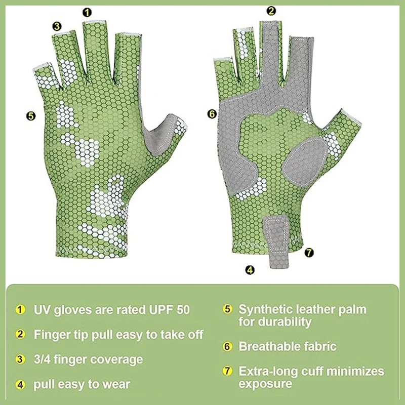 Перчатки для рыбалки с силиконовым противоскользящим дизайном - Удобные, дышащие перчатки для рыбалки с защитой от солнца