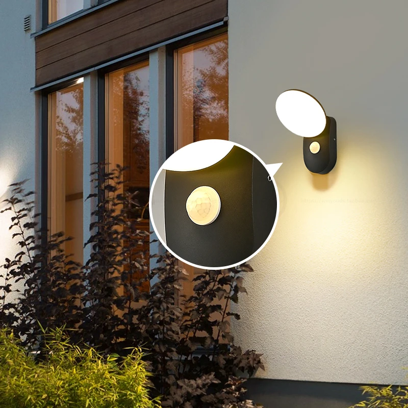 Наружный светодиодный садовый светильник, украшение, Датчик движения PIR, Водонепроницаемый настенный светильник, алюминиевый корпус лампы AC85-265V