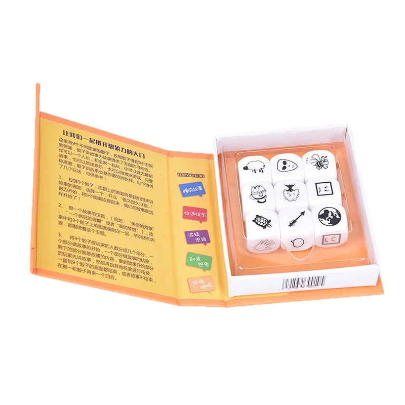 9шт Сюжетные Кубики С Коробкой Головоломка Настольная Игра Рассказывающая Историю Дети Думают Сюжетными Кубиками Инновационное Мышление Тренирующая Английская Игра