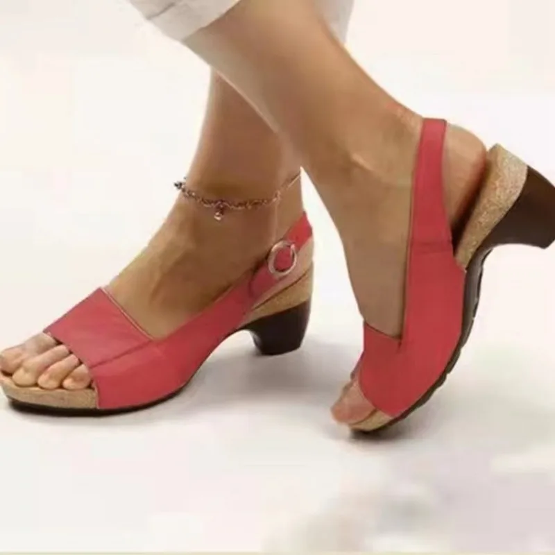 Женские римские сандалии, лето 2023, Новая пляжная обувь в стиле ретро с пряжкой 