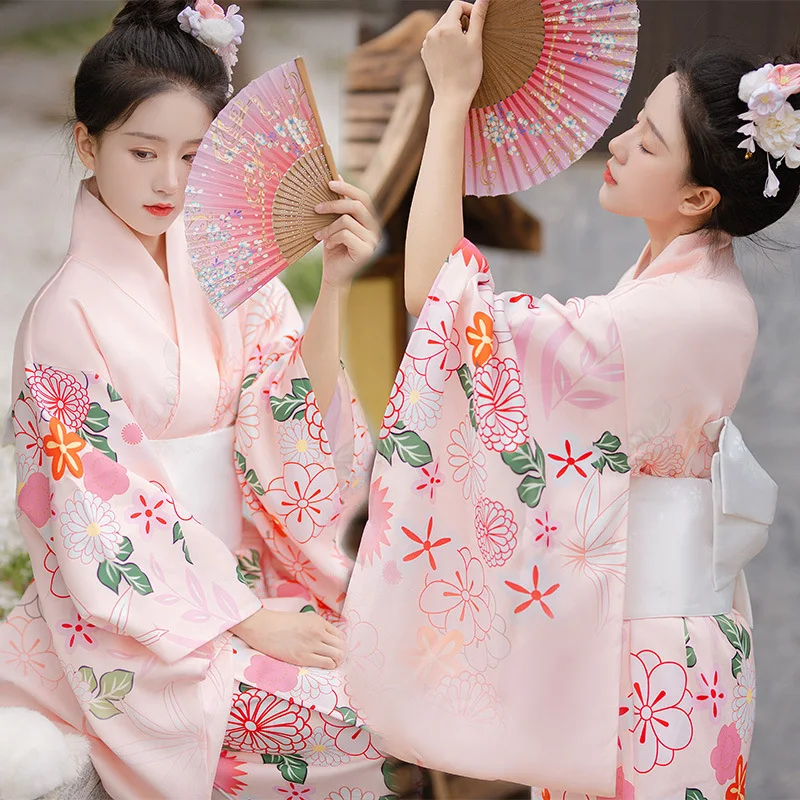 Японское Традиционное Платье-Кимоно С Цветочным Принтом Оби, Воздушные Платья, Костюм Для Женщин, Женская Гейша, Хаори, Юката, Кимоно, Костюм