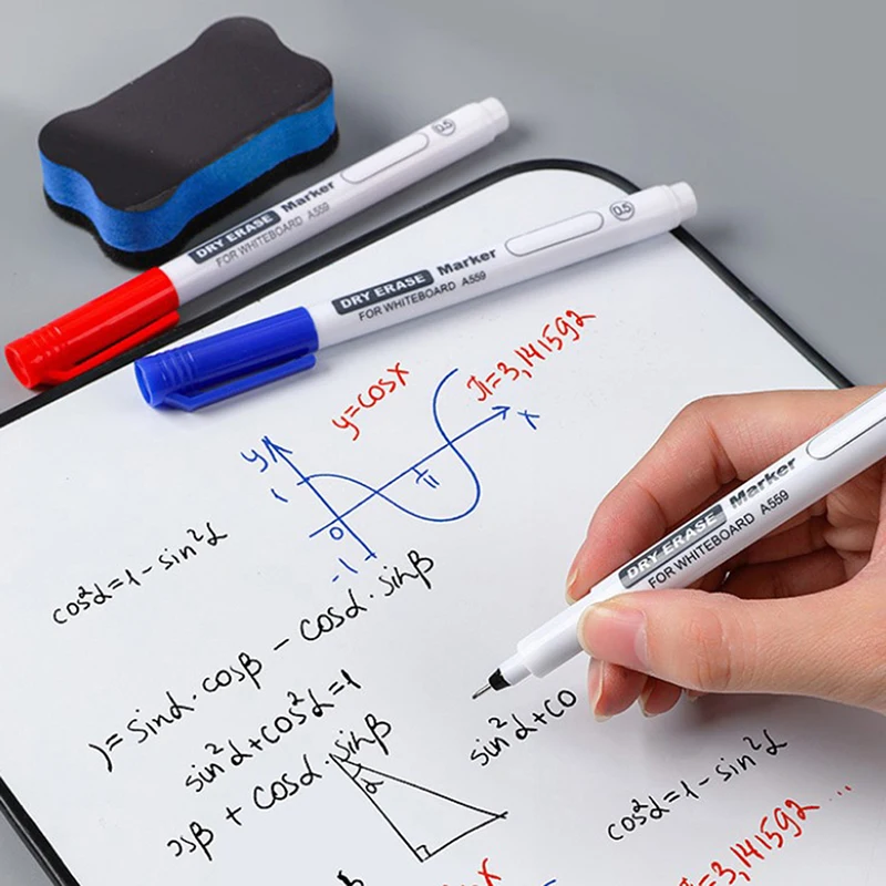 3-цветная стираемая ручка для белой доски Чрезвычайно тонкая 0,5 ММ Ручка для сухого стирания для рисования в офисе Водонепроницаемый маркер