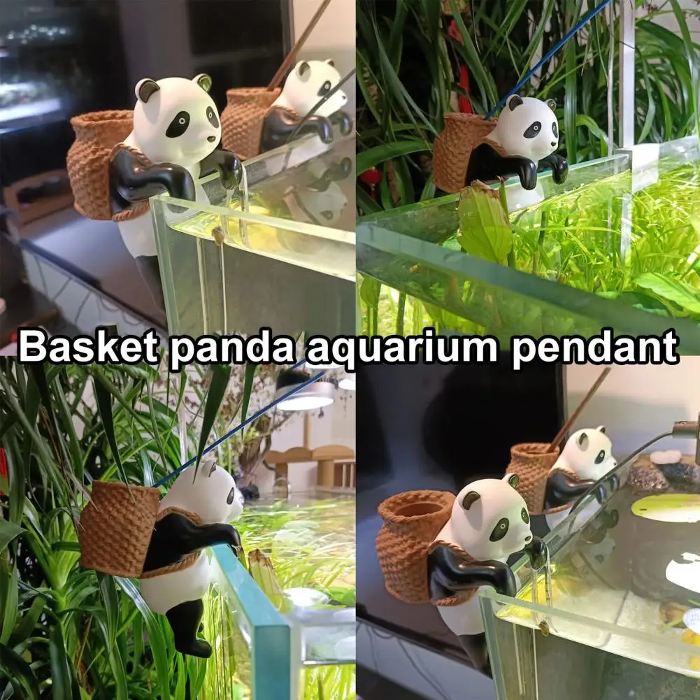 Долговременный декоративный аксессуар для аквариума, украшение для аквариума с мультяшным котом, изысканный бамбуковый аквариум с пандой для аквариума