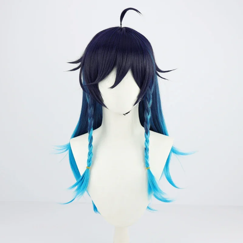 Игровой косплей Genshin Impact Длиной 65 см, смешанные синие термостойкие синтетические волосы, женские парики для девочек на Хэллоуин