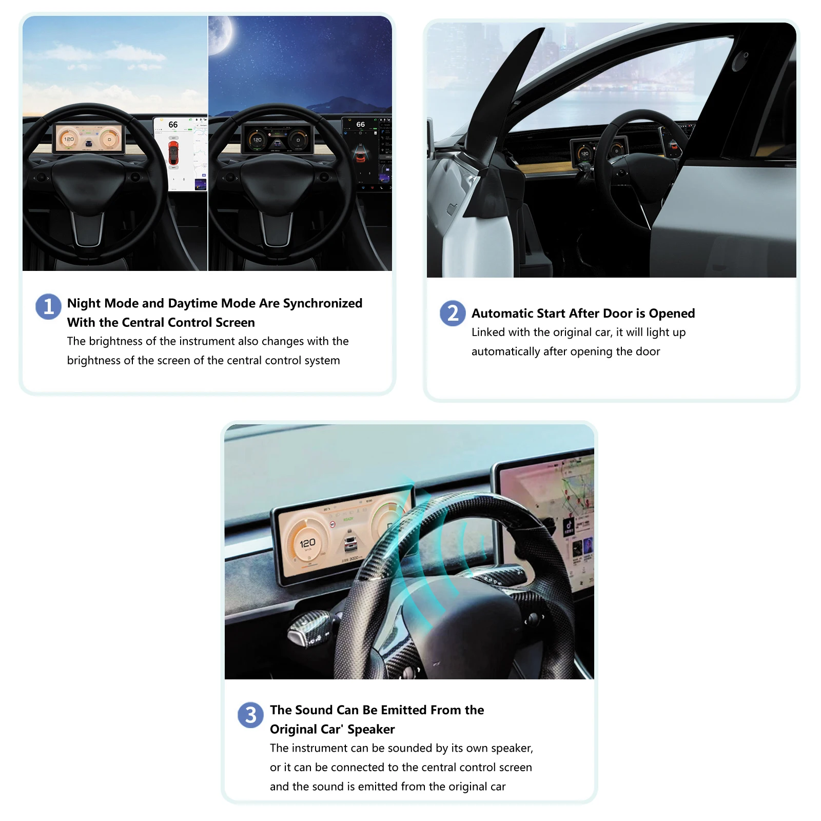 10,26-дюймовая Автомобильная ЖК-приборная панель с ОС Linux Подходит для Tesla Model 3 Model Y Подходит для Intel Atom и AMD Ryzen Поддержка беспроводной CarPlay
