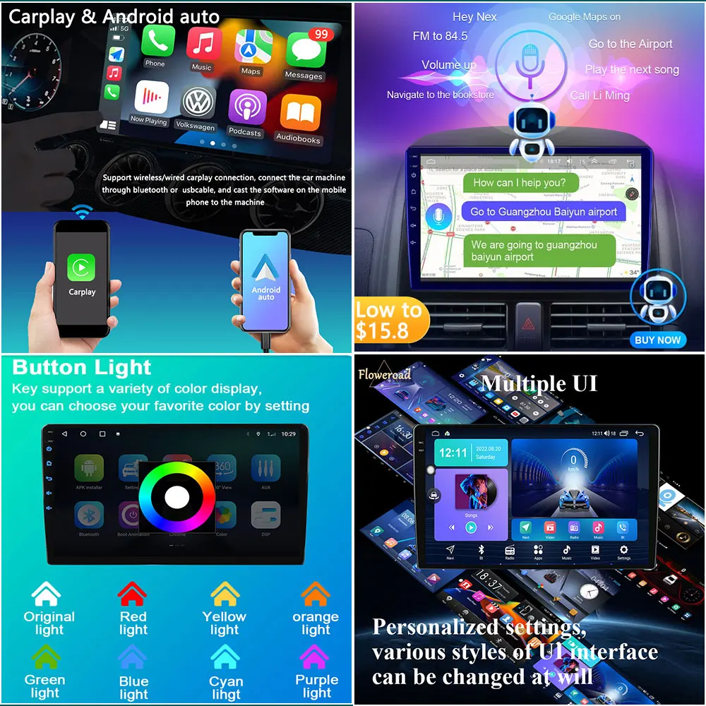 Экран Android 13 для Ford Kuga 2 Escape 3 2012 2013- 2019 Автомагнитола Мультимедийный плеер Навигация GPS Apple Carplay БЕЗ 2 DIN DVD