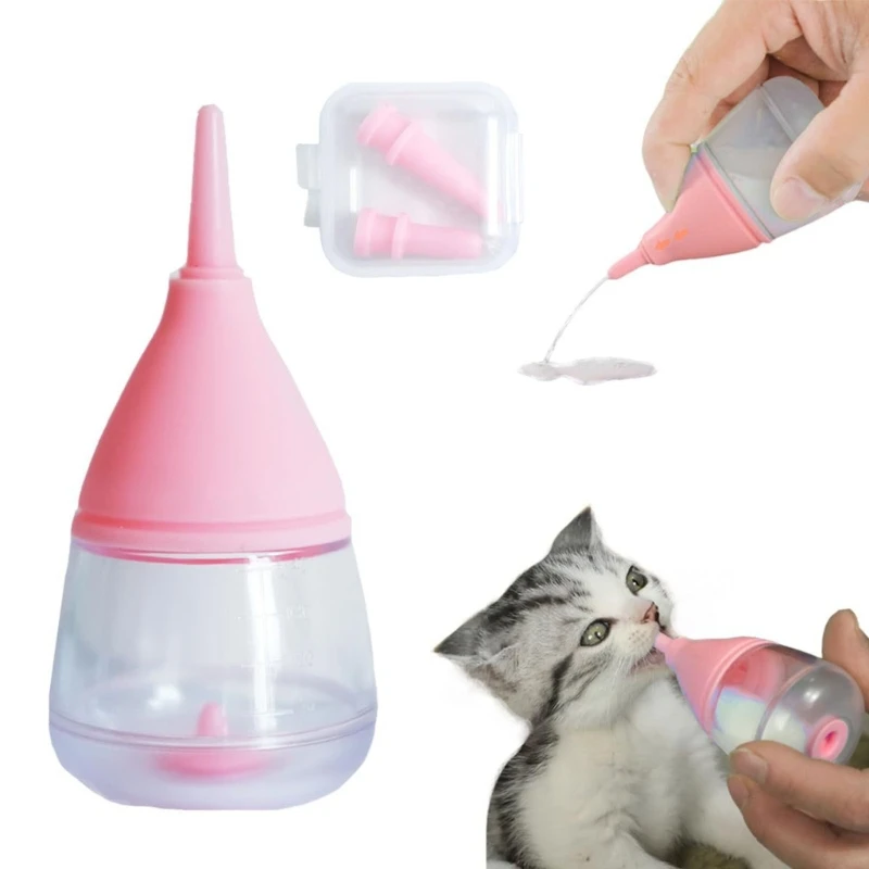 Бутылочка для кормления кошек и собак с силиконовой соской и клапанами от удушья для новорожденных мелких животных многоразового использования и стирки