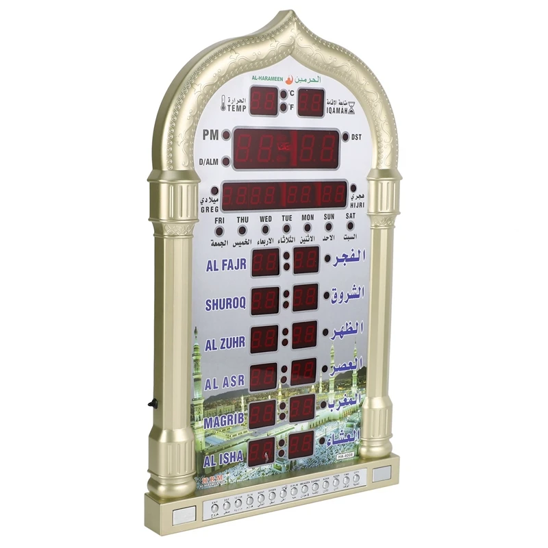 12 В Мечеть Азан Календарь Мусульманская Молитва Настенные Часы Будильник Рамадан Домашний Декор + Пульт Дистанционного Управления EU Plug