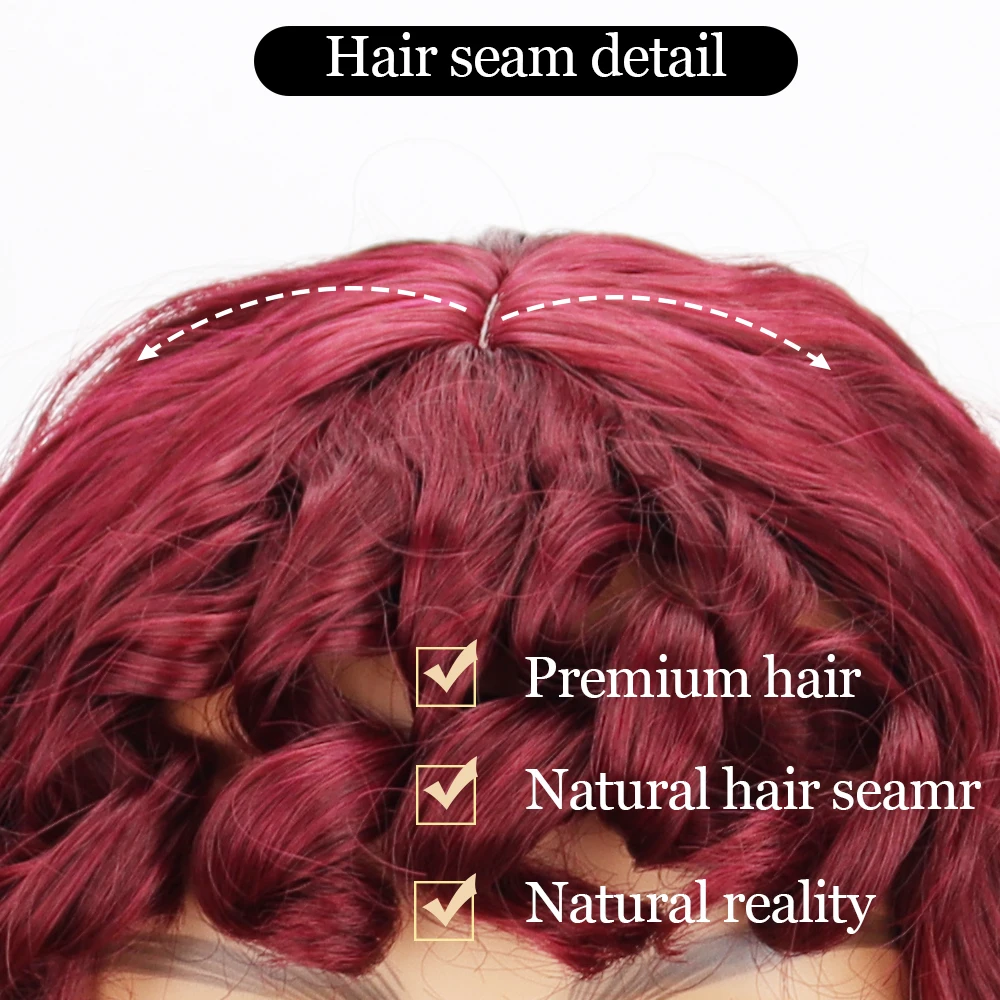 Красное вино Короткие Вьющиеся Волосы с Челкой Синтетические Парики для Женщин Парики с Натуральной Волной Термостойкие Волосы HIHOO Косплей Волосы