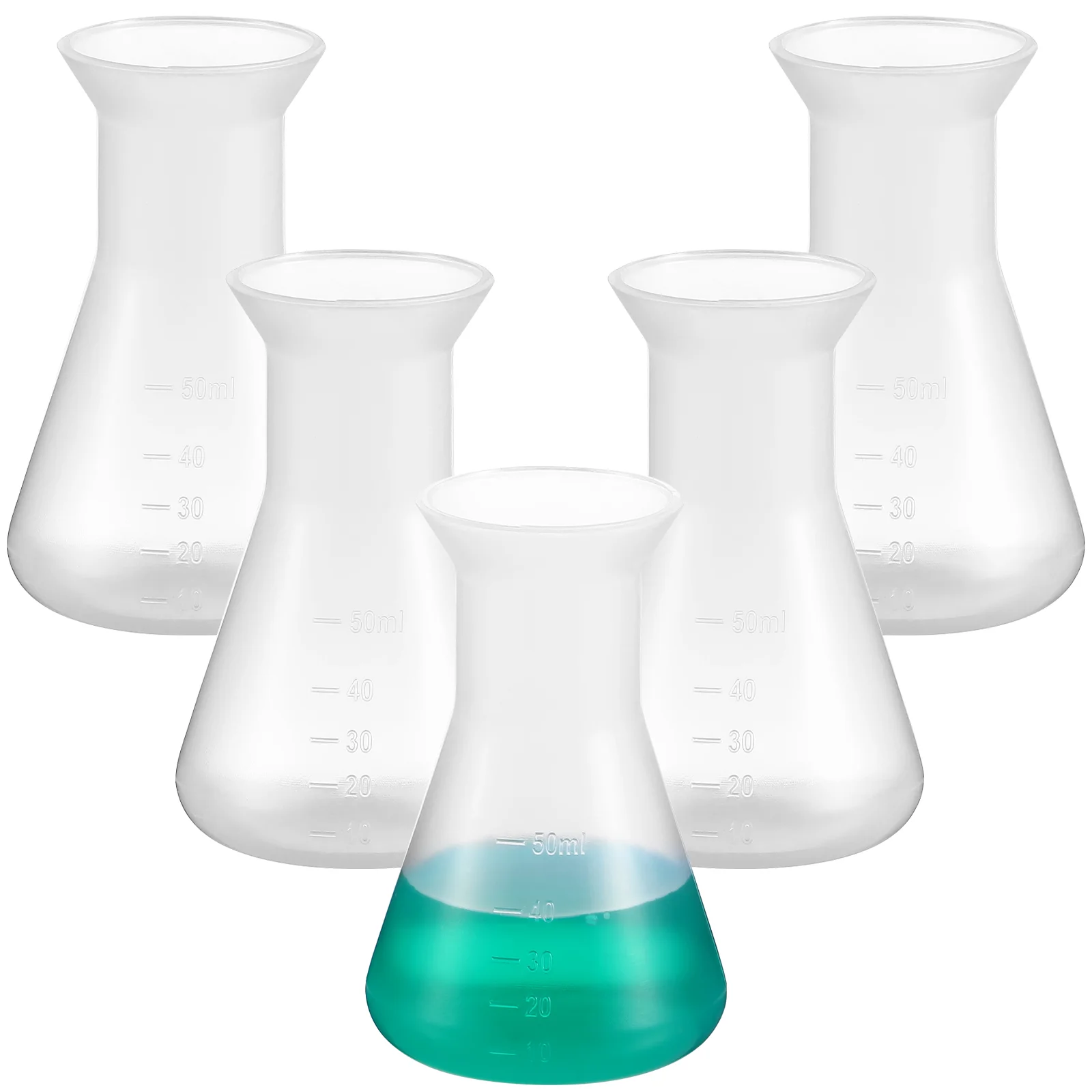 5 шт. Пластиковые конические колбы Для экспериментов Конические бутылки Лабораторные инструменты