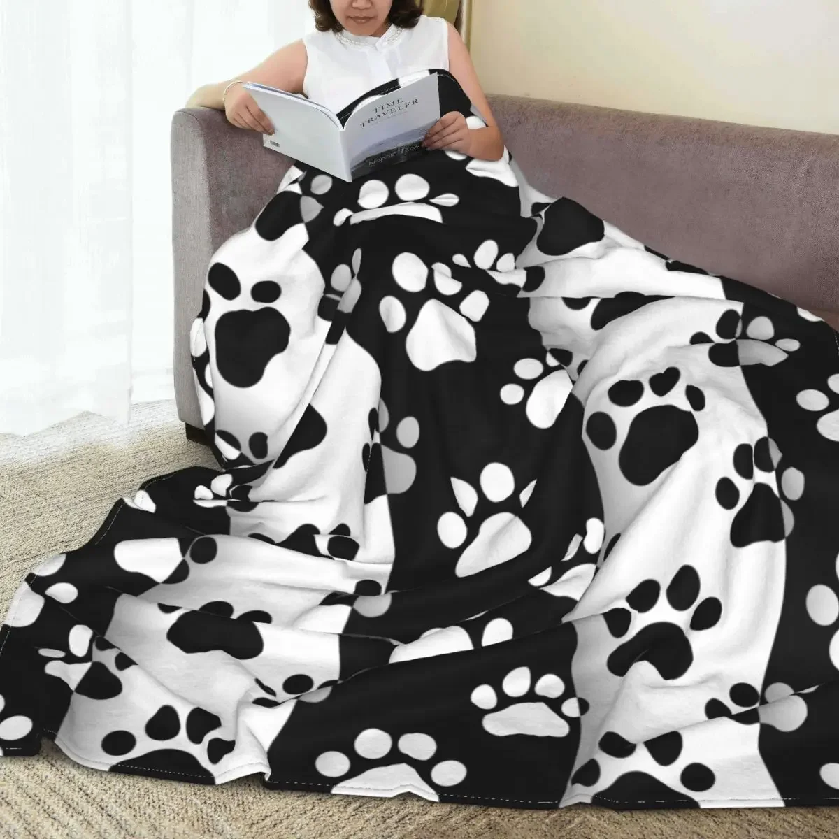 Одеяло с отпечатками лап собаки и кошки, Фланелевое одеяло с милой щенячьей лапкой, Многофункциональное легкое одеяло для кровати, уличное одеяло.