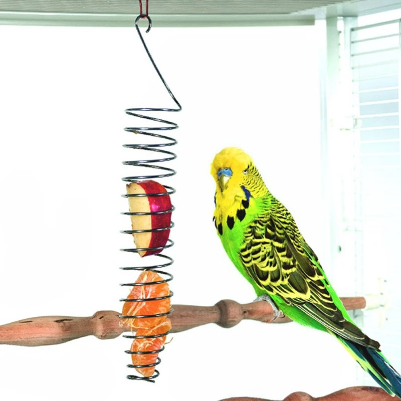 Спиральная кормушка для птиц, держатель для фруктов с просом для попугая - нержавеющая сталь